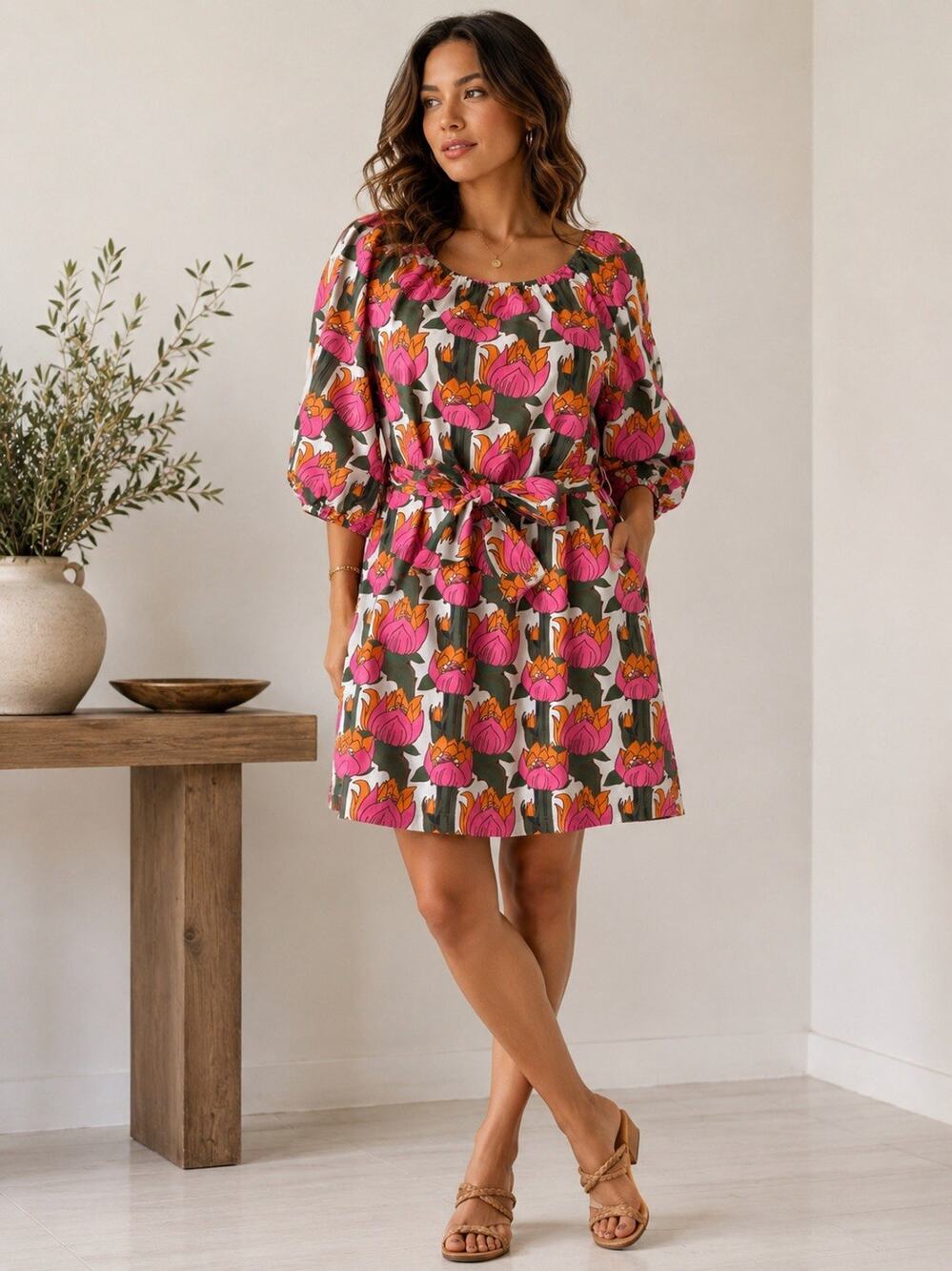 Frances Valentine Bliss Floral Poplin Mini Dress S Luxury Designer Garden Party